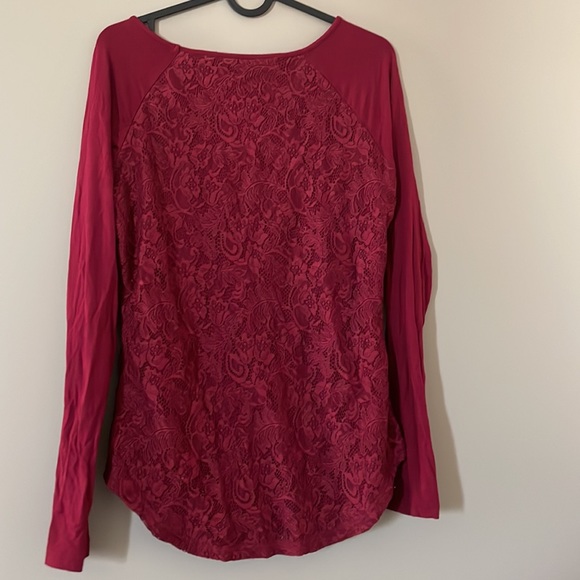 Lace Maroon top Full sleeves - Picture 6 of 6